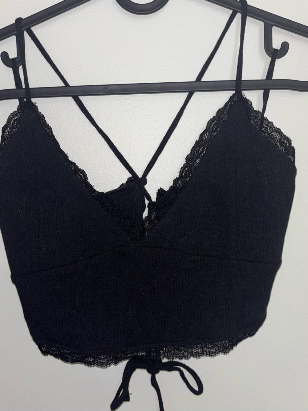 Garage Black Lace Trim Cropped Tank